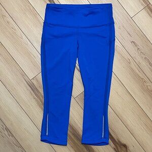 Lululemon Hit It Crop 21" Leggings Mesh Detail Cerulean Blue